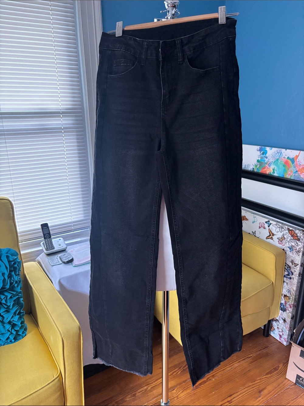 High-Rise Black Wide-Leg Jeans for Women
